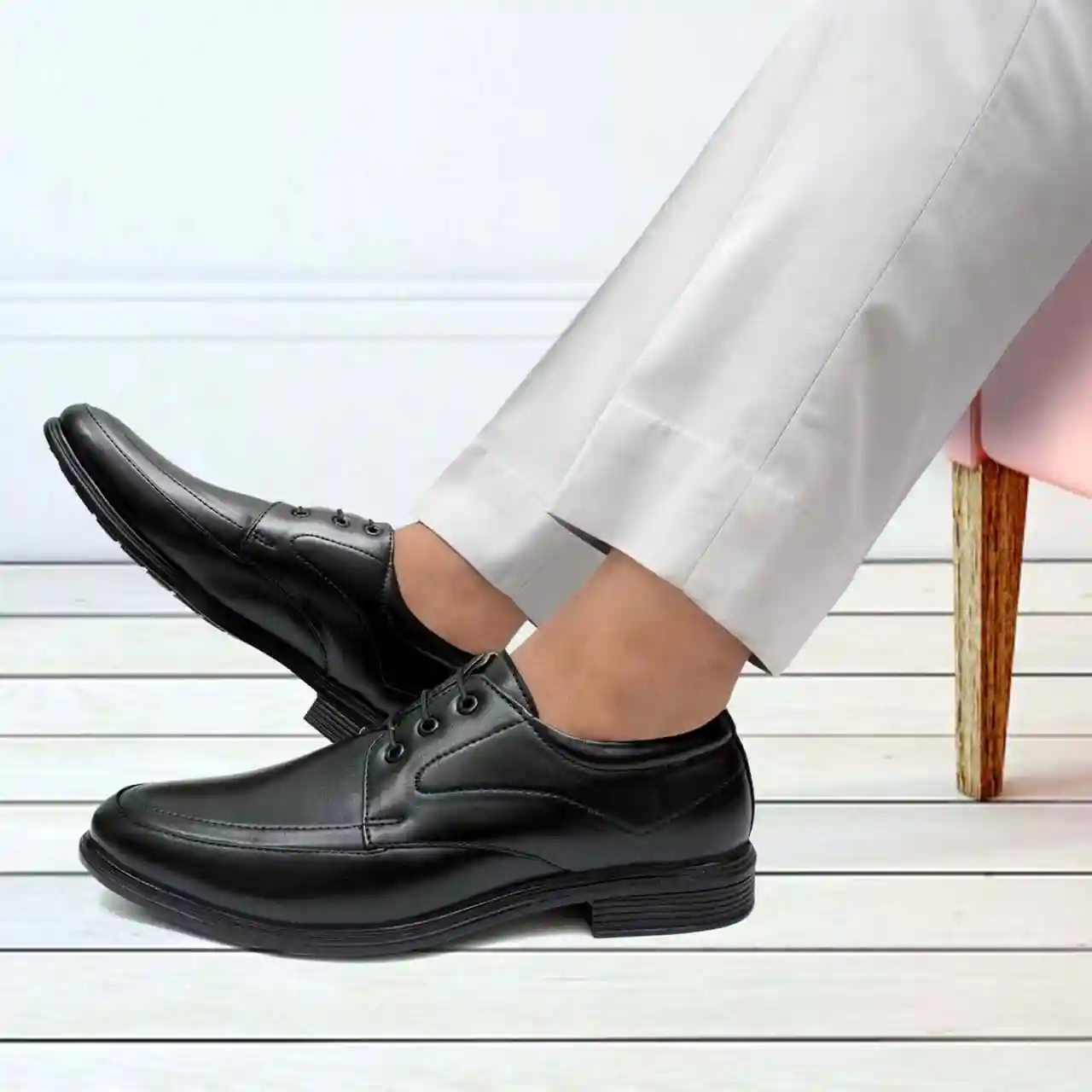 Latest Stylish Men Formal Shoes|Black Derby Shoes|Office Shoes For Men's & Boys - Black- Size 10 - Image 3