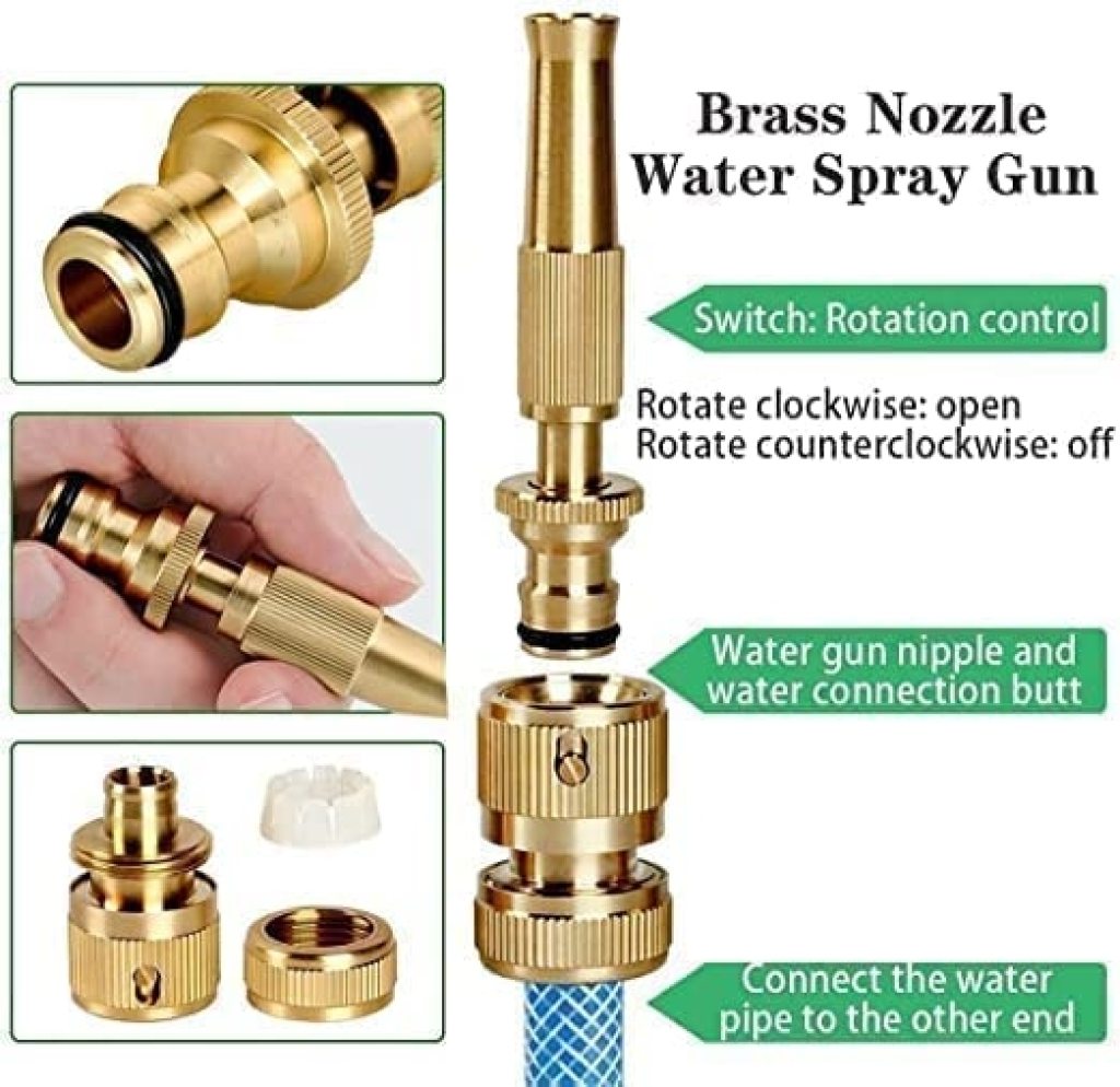 Brass Nozzle Water Spray Gun – High Pressure Hose Jet Spray Gun for 1/2" Hose Pipe, Ideal for Gardening, Car Wash, Window Cleaning, and Outdoor Use - Image 3